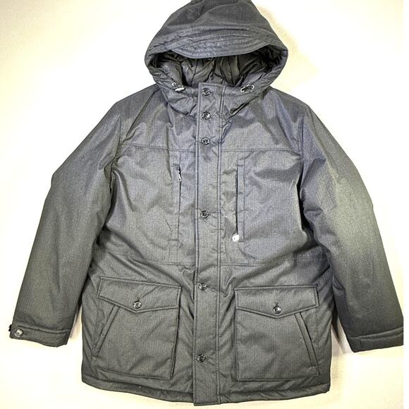 Michael Kors Men's Herringbone Hooded Parka - Black 2XL $398
